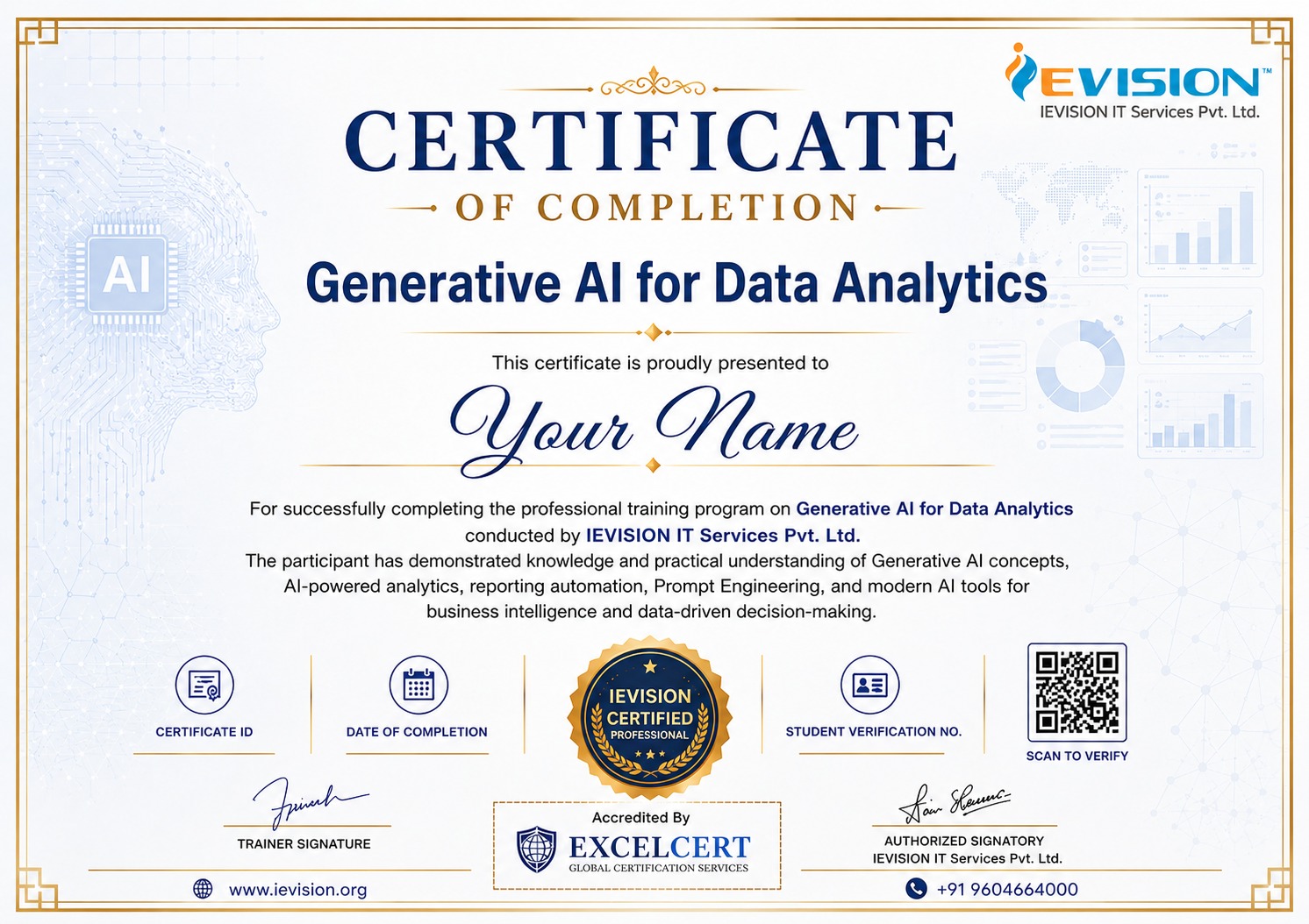Gen AI for Data Analytics sample certificate